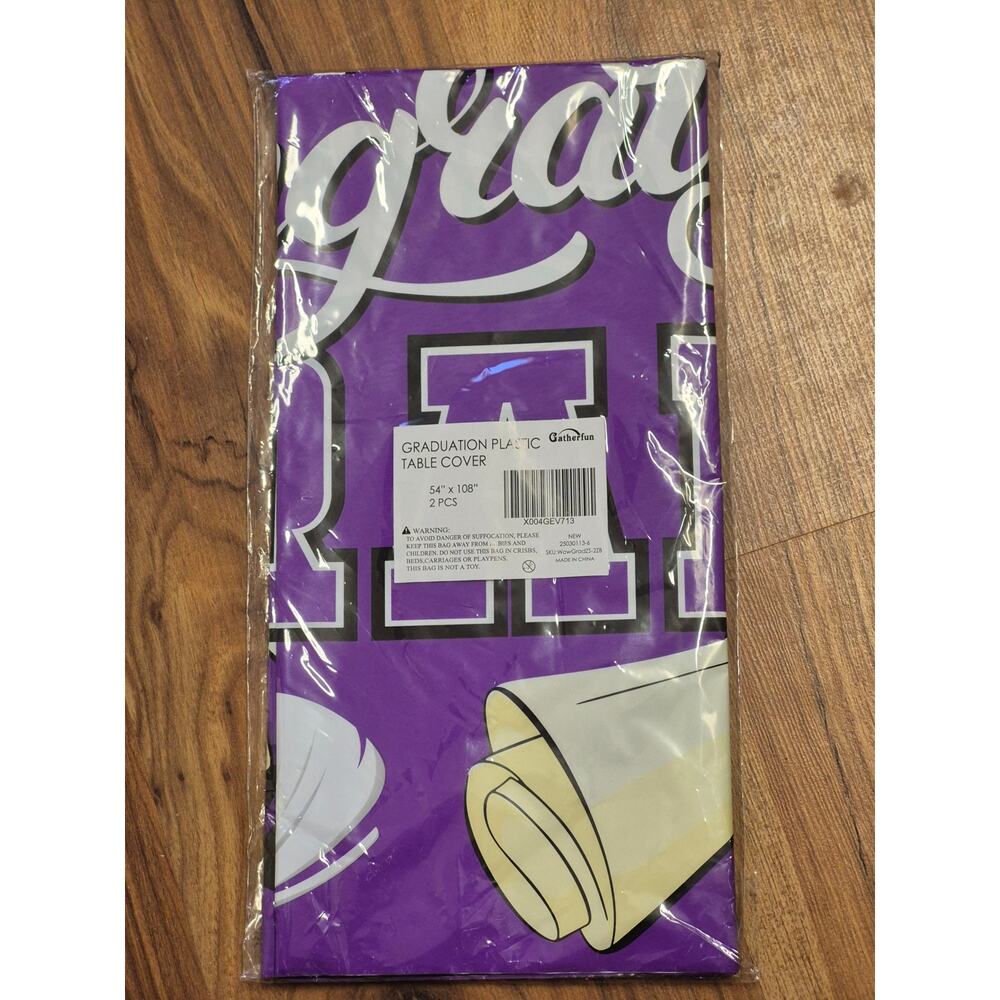 Gatherfun Graduation Decorations 2 PC Purple Plastic Tablecloth 54"x108" s34 - Picture 7 of 7